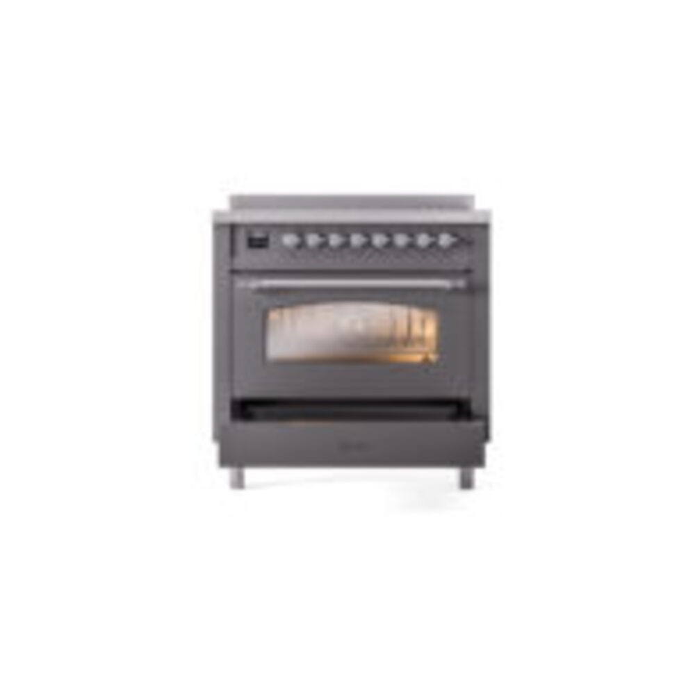 ILVE UPI366NMPMGC Nostalgie II 36" Induction Range, drawer opened