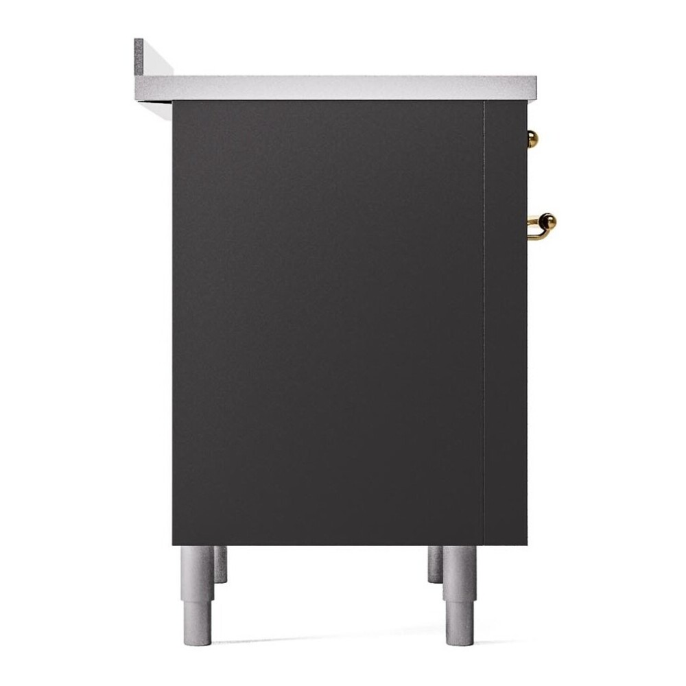 ILVE UPI366NMPMGG Nostalgie II 36 inch Induction Range with 6 Elements (Triple Glass Door, Graphite Matte, Brass) 10 ILVE UPI366NMPMGG left side