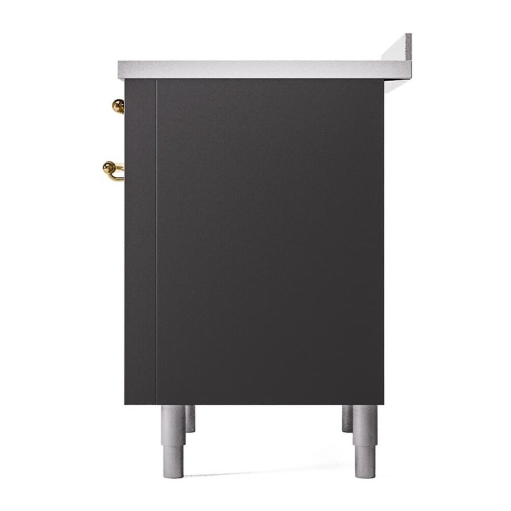 ILVE UPI366NMPMGG Nostalgie II 36 inch Induction Range with 6 Elements (Triple Glass Door, Graphite Matte, Brass) 11 ILVE UPI366NMPMGG right side