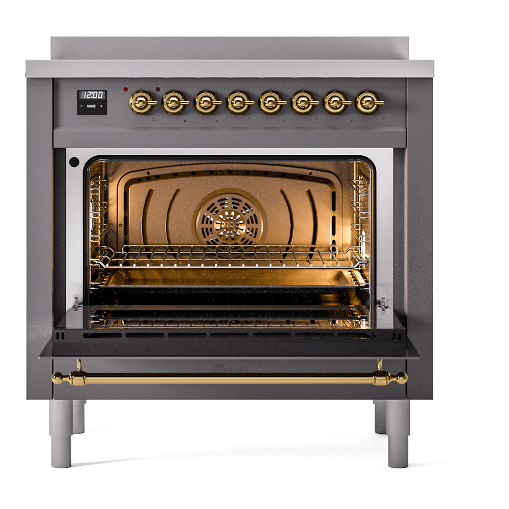 ILVE UPI366NMPMGG Nostalgie II 36" Induction Range, oven door opened