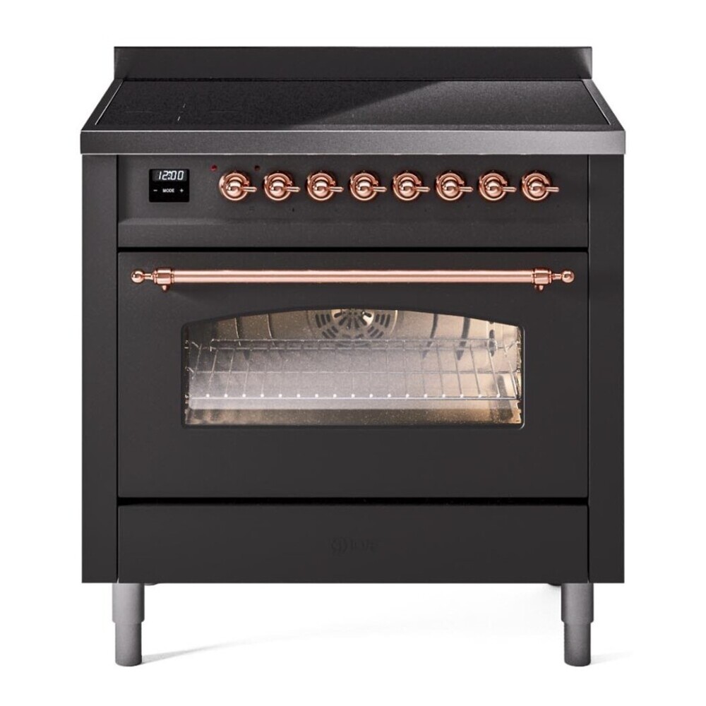 ILVE UPI366NMPMGP Nostalgie II 36 inch Induction Range with 6 Elements (Triple Glass Door, Graphite Matte, Copper) 1 UPI366NMPMGP