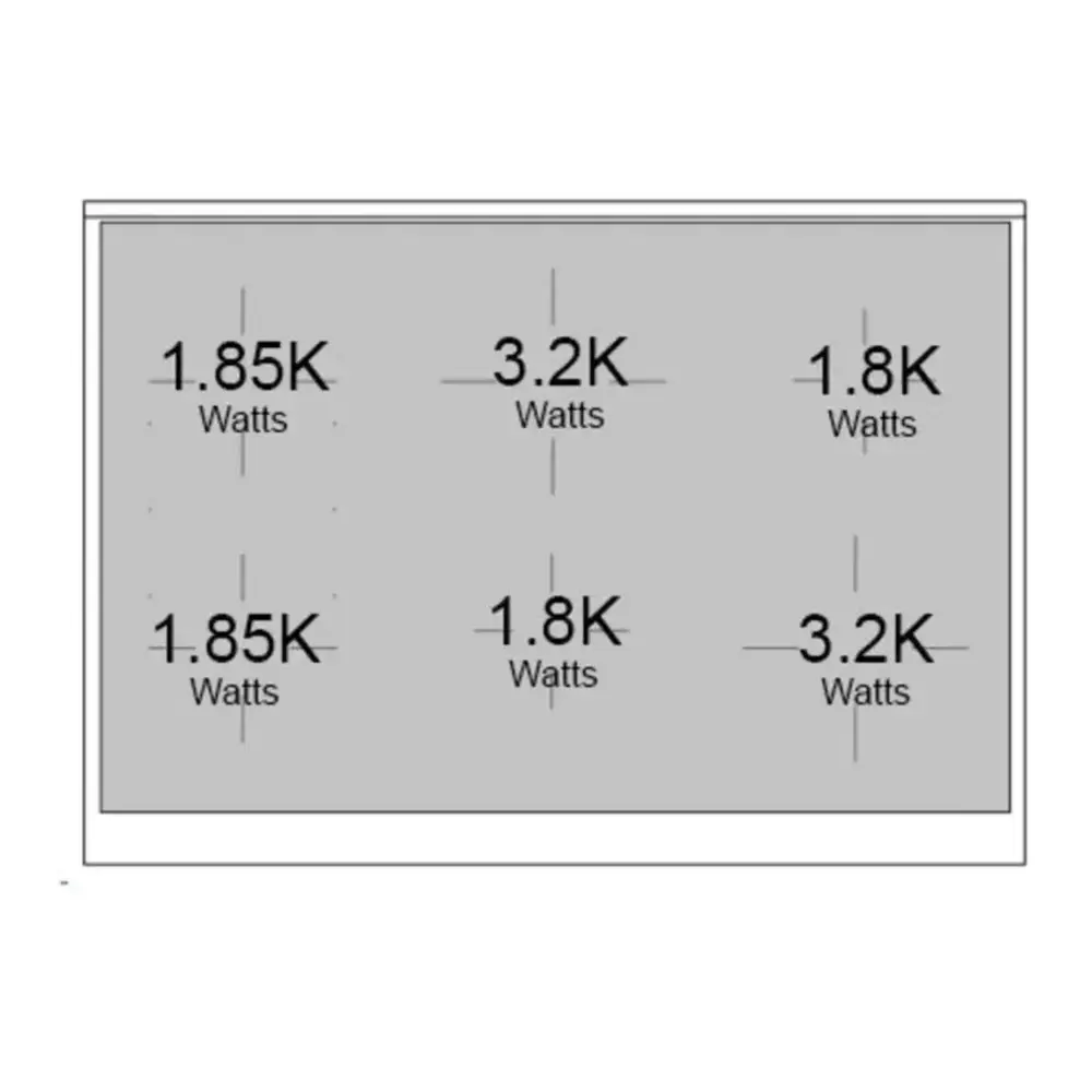 ILVE UPI366NMPMGP Nostalgie II 36 inch Induction Range with 6 Elements (Triple Glass Door, Graphite Matte, Copper) 12 ILVE UPI366NMPMGP burner configuration