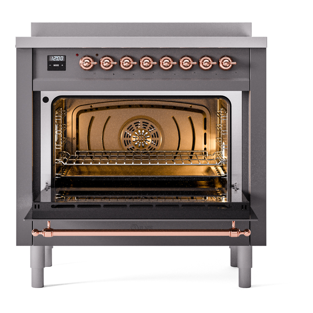 ILVE UPI366NMPMGP Nostalgie II 36" Induction Range, oven door opened