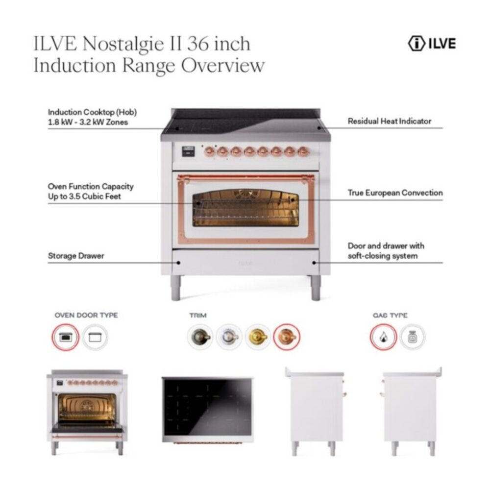 ILVE UPI366NMP Nostalgie II 36 inch Induction Range with 6 Elements