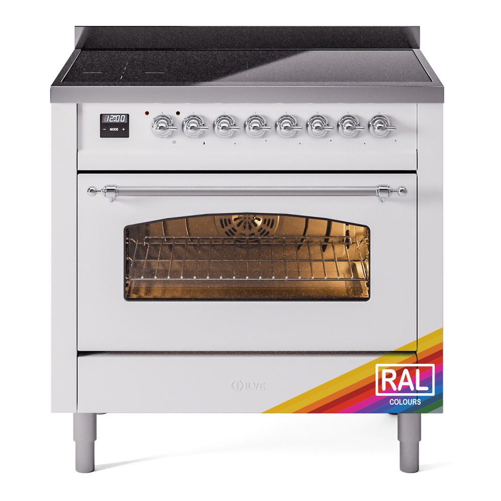 ILVE UPI366NMPRAC Nostalgie II 36 inch Induction Range with 6 Elements (Triple Glass Door, RAL, Chrome)