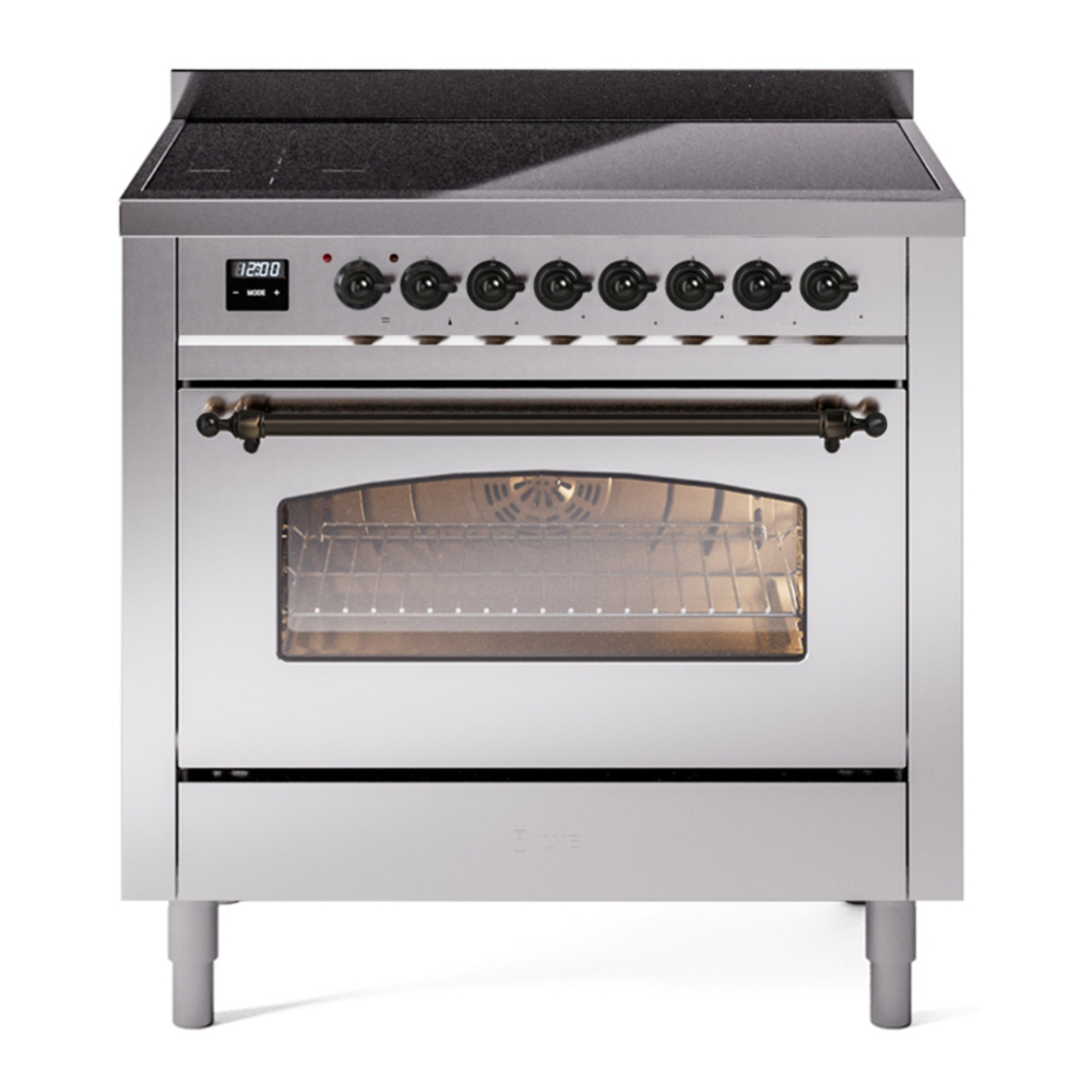 ILVE UPI366NMPSSB Nostalgie II 36 inch Induction Range with 6 Elements (Triple Glass Door, Stainless Steel, Burnished)