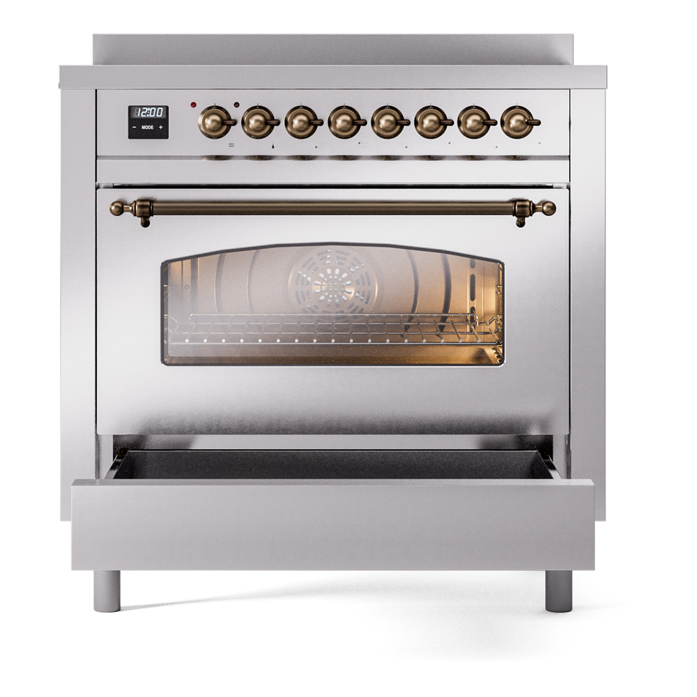 ILVE UPI366NMPSSB Nostalgie II 36" Induction Range, drawer opened