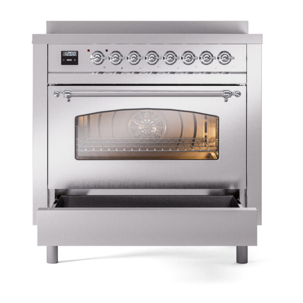 ILVE UPI366NMPSSC Nostalgie II 36" Induction Range, drawer opened