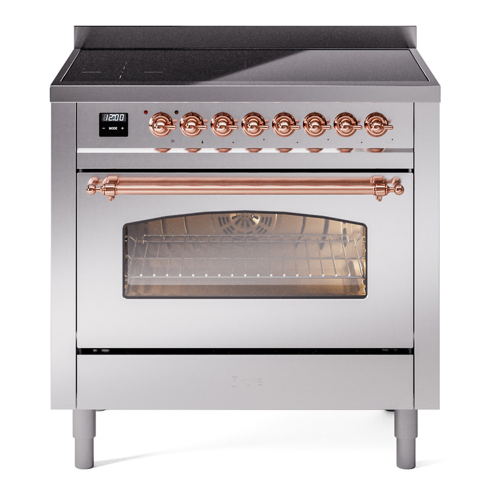 ILVE UPI366NMPSSP Nostalgie II 36 inch Induction Range with 6 Elements (Triple Glass Door, Stainless Steel, Copper)