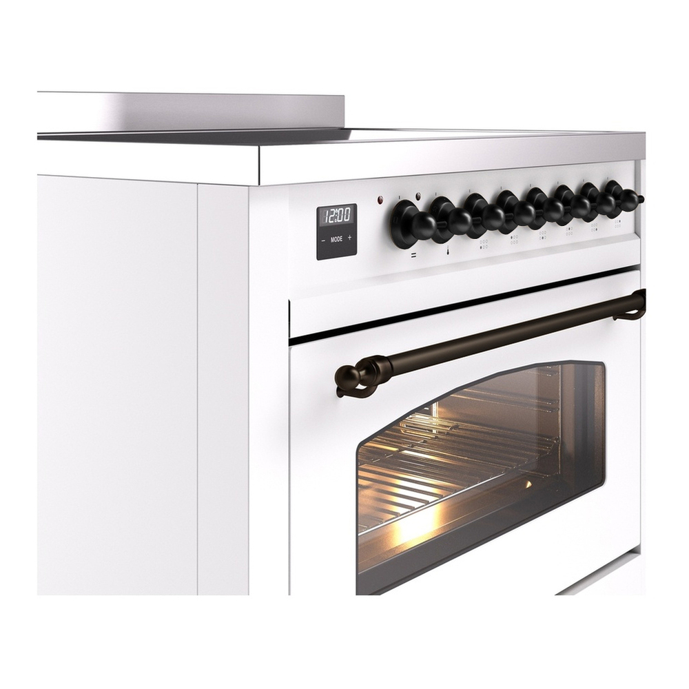 ILVE UPI366NMPWHB Nostalgie II 36 inch Induction Range with 6 Elements (Triple Glass Door, White, Burnished) 8 ILVE UPI366NMP close up