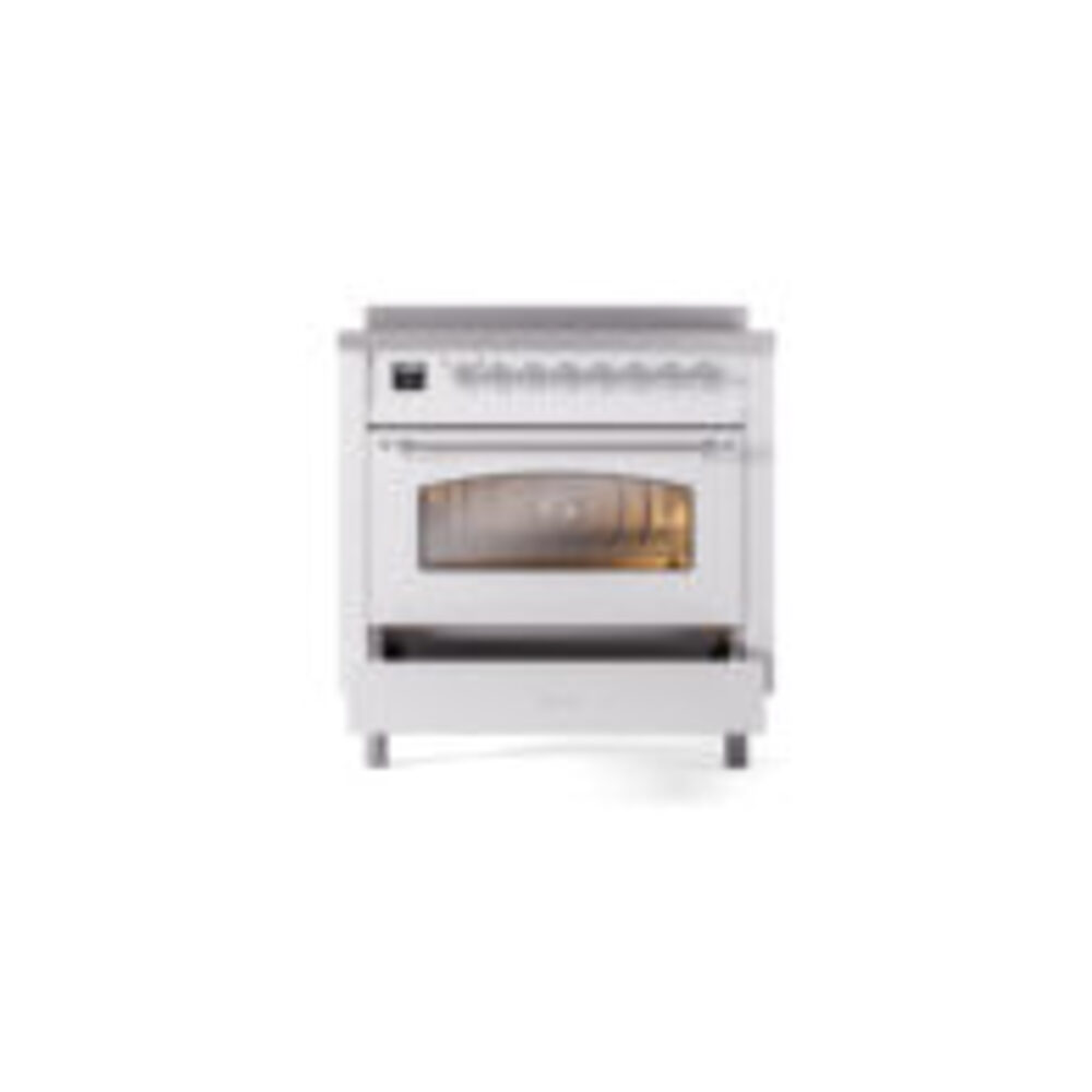 ILVE UPI366NMPWHC Nostalgie II 36" Induction Range, drawer opened