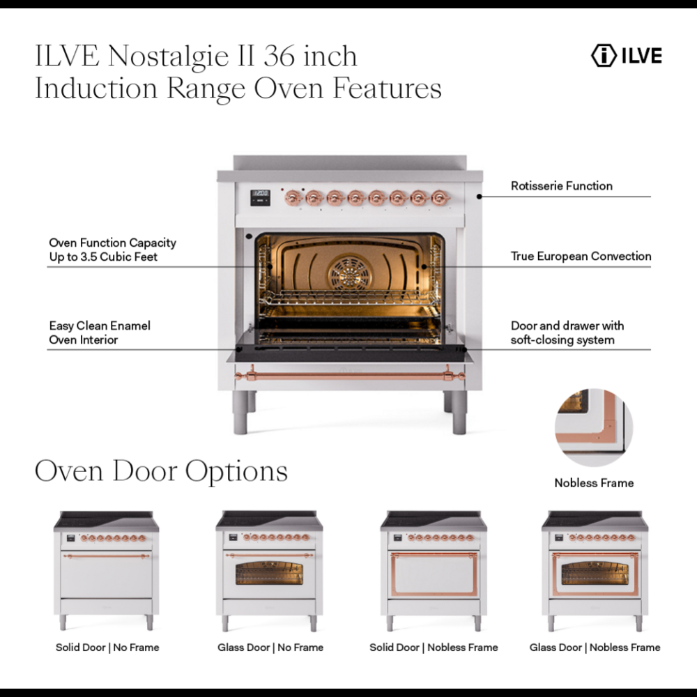 ILVE UPI366NMP Nostalgie II 36 inch Induction Range with 6 Elements