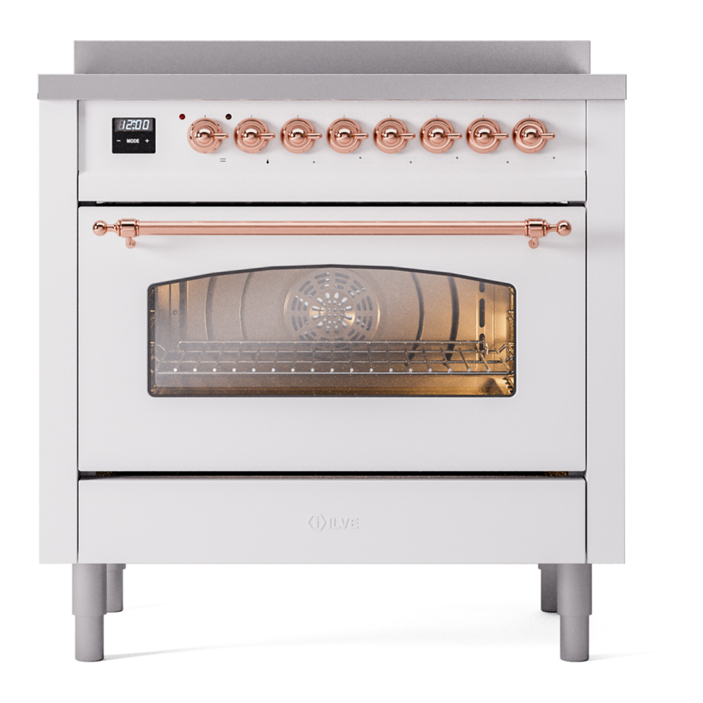 ILVE UPI366NMPWHP Nostalgie II 36 inch Induction Range with 6 Elements (Triple Glass Door, White, Copper) 5 ILVE UPI366NMPWHP Nostalgie II 36" Induction Range, front view