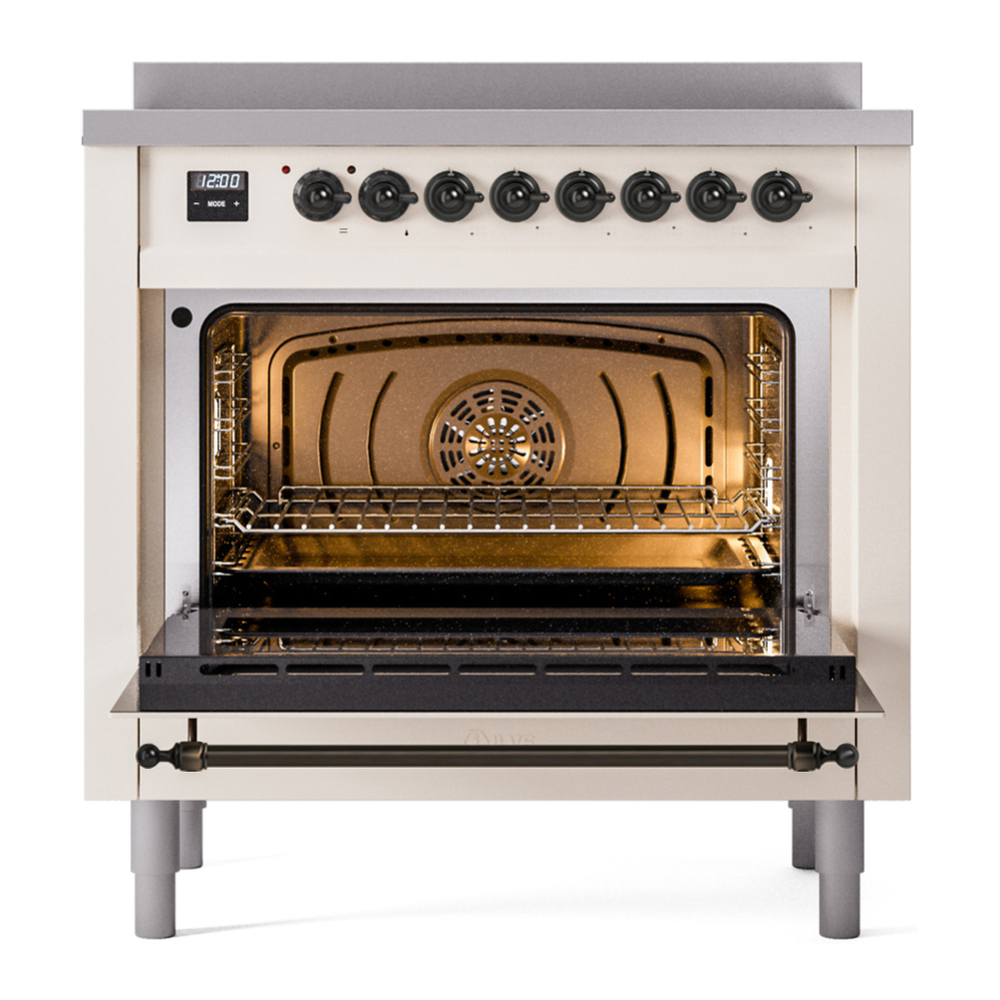 ILVE UPI366QNMPAWB Nostalgie II 36 inch Induction Range with 6 Elements (Solid Door, Antique White, Burnished) 5 ILVE UPI366NMP Nostalgie II 36 inch Induction Range with 6 Elements