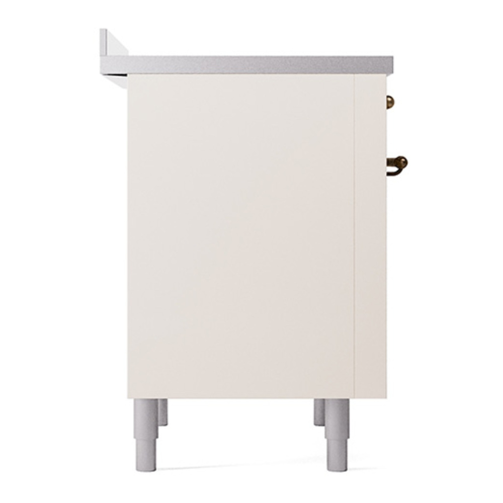 ILVE UPI366QNMPAWB Nostalgie II 36 inch Induction Range with 6 Elements (Solid Door, Antique White, Burnished) 7 ILVE_UPI366QNMPAWB_Nostalgie_II_Left_Angle