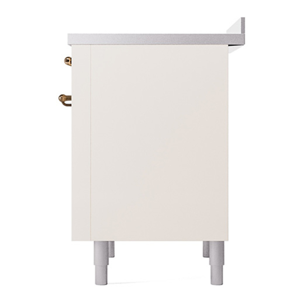 ILVE UPI366QNMPAWB Nostalgie II 36 inch Induction Range with 6 Elements (Solid Door, Antique White, Burnished) 8 ILVE_UPI366QNMPAWB_Nostalgie_II_Right_Angle