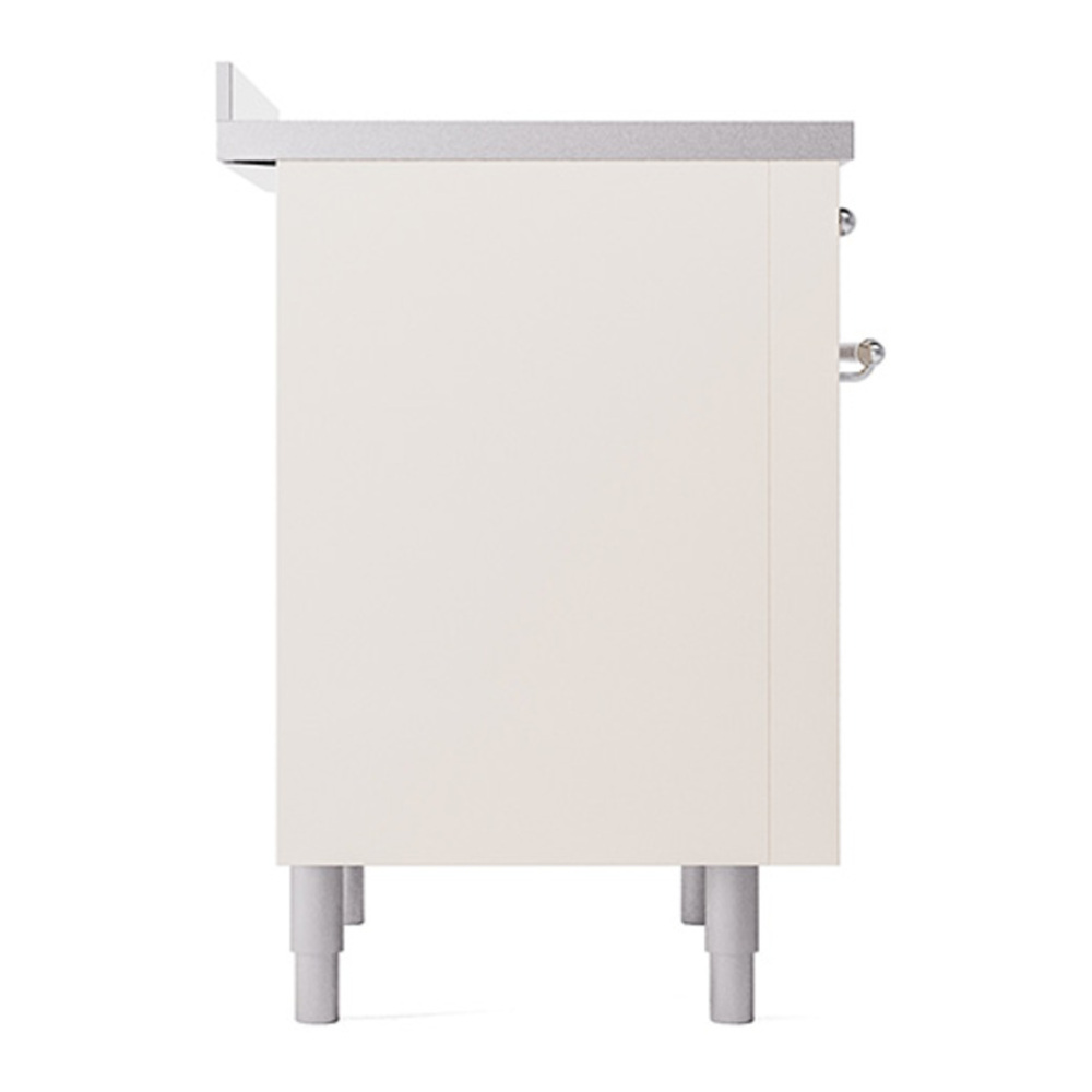 ILVE UPI366QNMPAWC Nostalgie II 36 inch Induction Range with 6 Elements (Solid Door, Antique White, Chrome) 7 ILVE_UPI366QNMPAWC_Nostalgie_II_Left_Angle
