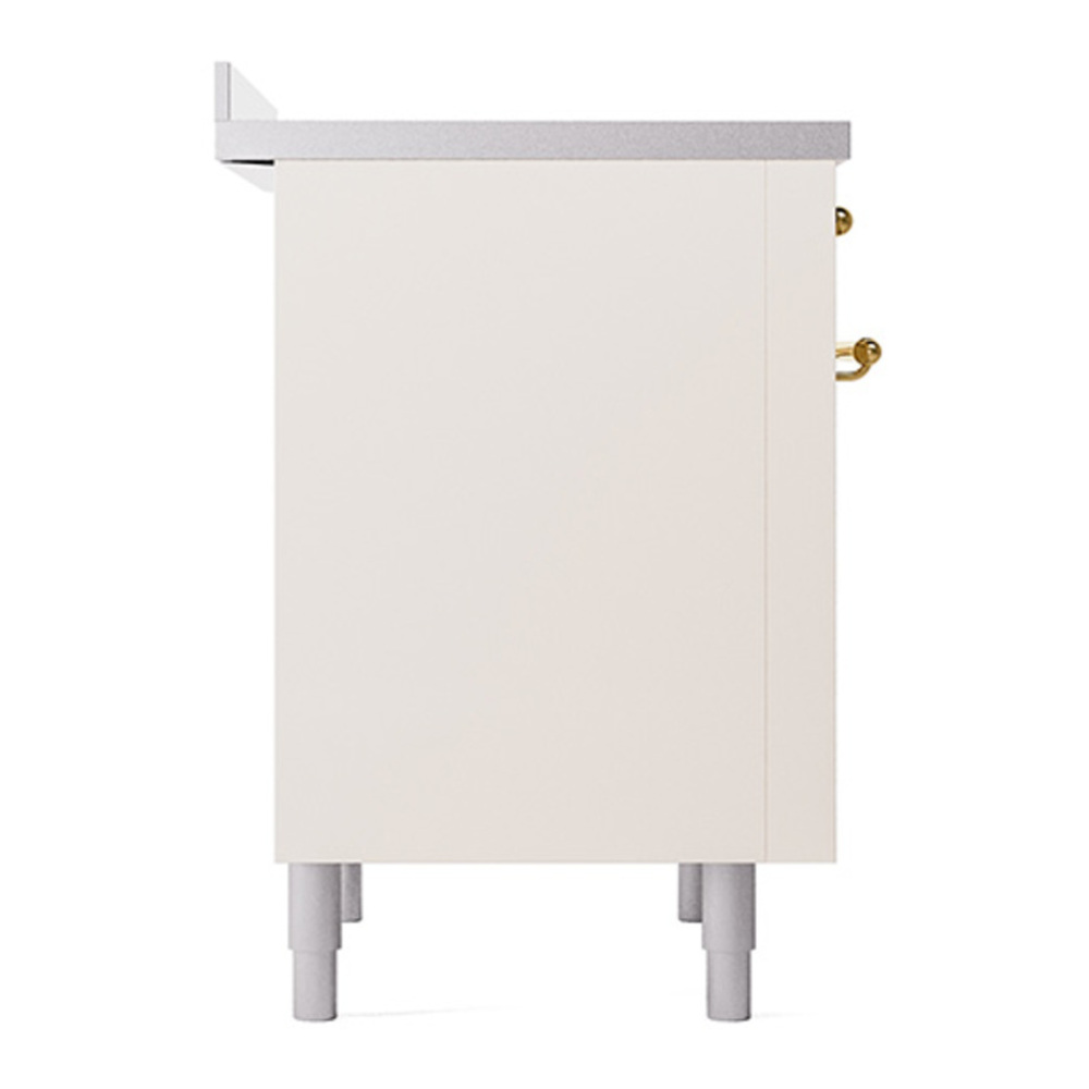 ILVE UPI366QNMPAWG Nostalgie II 36 inch Induction Range with 6 Elements (Solid Door, Antique White, Brass) 7 ILVE_UPI366QNMPAWG_Nostalgie_II_Left_Angle