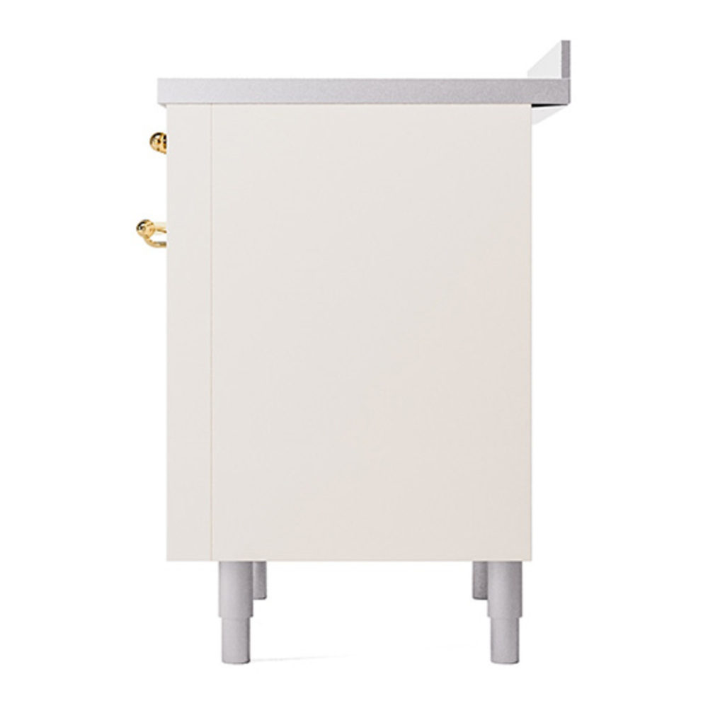 ILVE UPI366QNMPAWG Nostalgie II 36 inch Induction Range with 6 Elements (Solid Door, Antique White, Brass) 8 ILVE_UPI366QNMPAWG_Nostalgie_II_Right_Angle