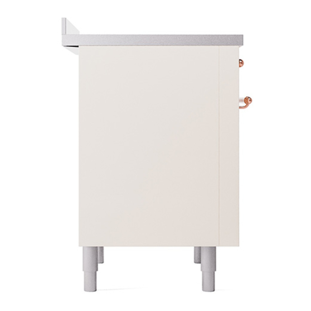 ILVE UPI366QNMPAWP Nostalgie II 36 inch Induction Range with 6 Elements (Solid Door, Antique White, Copper) 7 ILVE_UPI366QNMPAWP_Nostalgie_II_Left_Angle