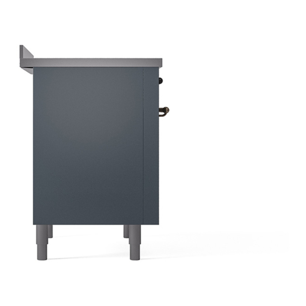 ILVE UPI366QNMPBGB Nostalgie II 36 inch Induction Range with 6 Elements (Solid Door, Blue Grey, Burnished) 7 ILVE_UPI366QNMPBGB_Nostalgie_II_Left_Angle