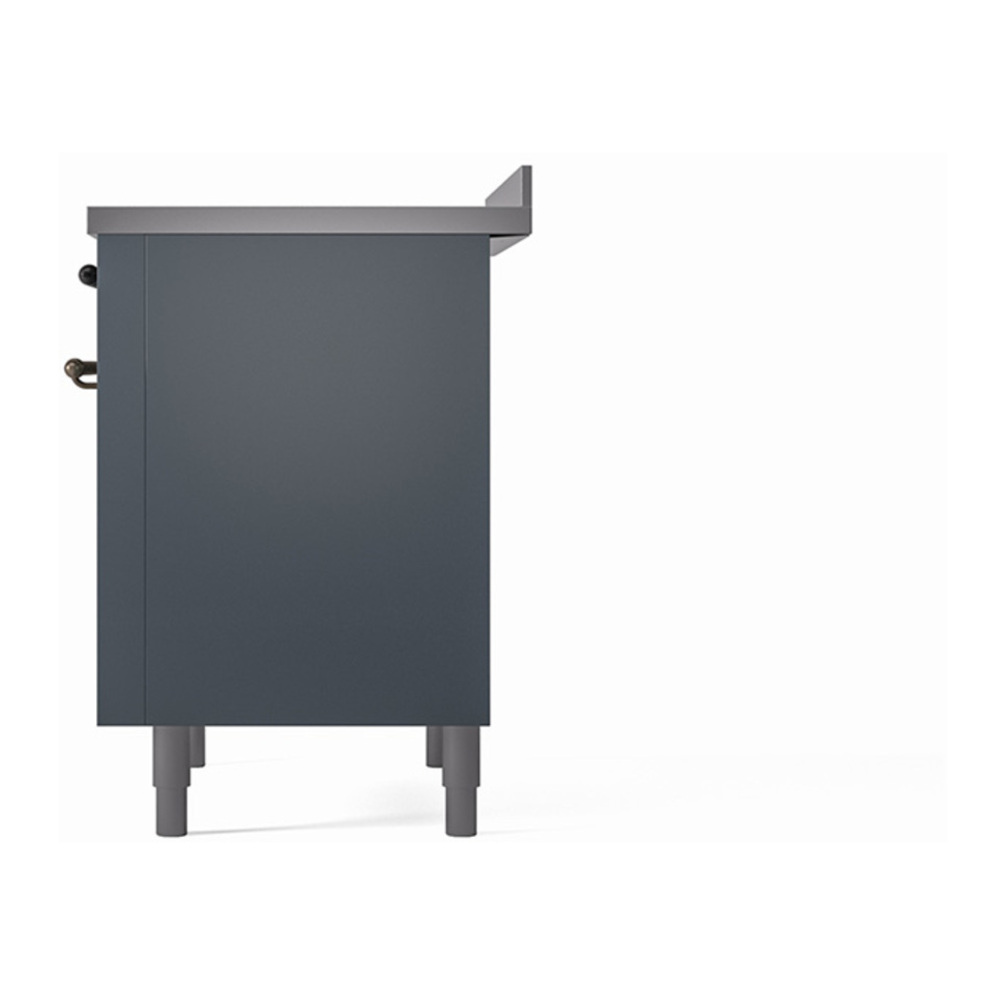 ILVE UPI366QNMPBGB Nostalgie II 36 inch Induction Range with 6 Elements (Solid Door, Blue Grey, Burnished) 8 ILVE_UPI366QNMPBGB_Nostalgie_II_Right_Angle