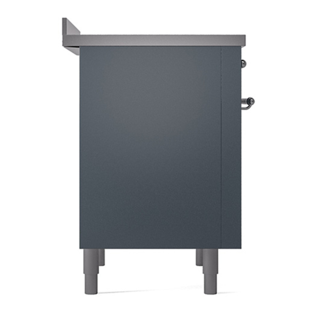 ILVE UPI366QNMPBGC Nostalgie II 36 inch Induction Range with 6 Elements (Solid Door, Blue Grey, Chrome) 7 ILVE_UPI366QNMPBGC_Nostalgie_II_Left_Angle