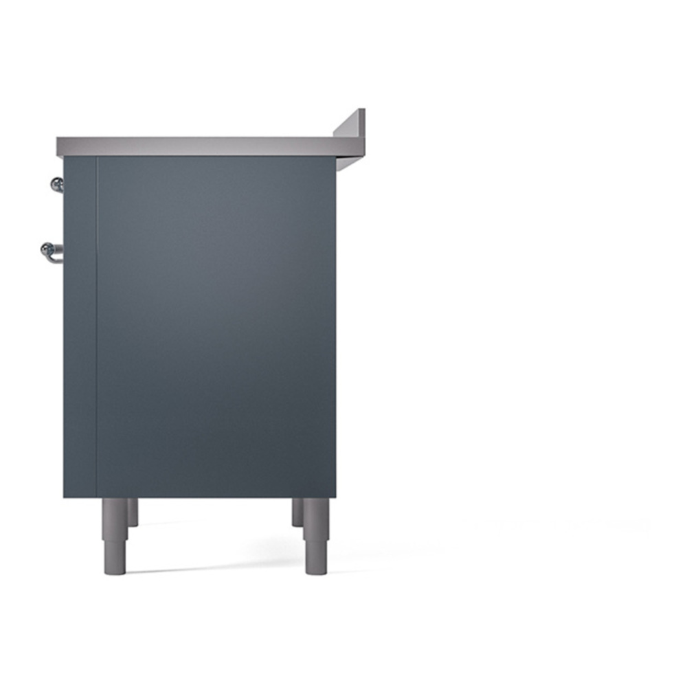 ILVE UPI366QNMPBGC Nostalgie II 36 inch Induction Range with 6 Elements (Solid Door, Blue Grey, Chrome) 8 ILVE_UPI366QNMPBGC_Nostalgie_II_Right_Angle
