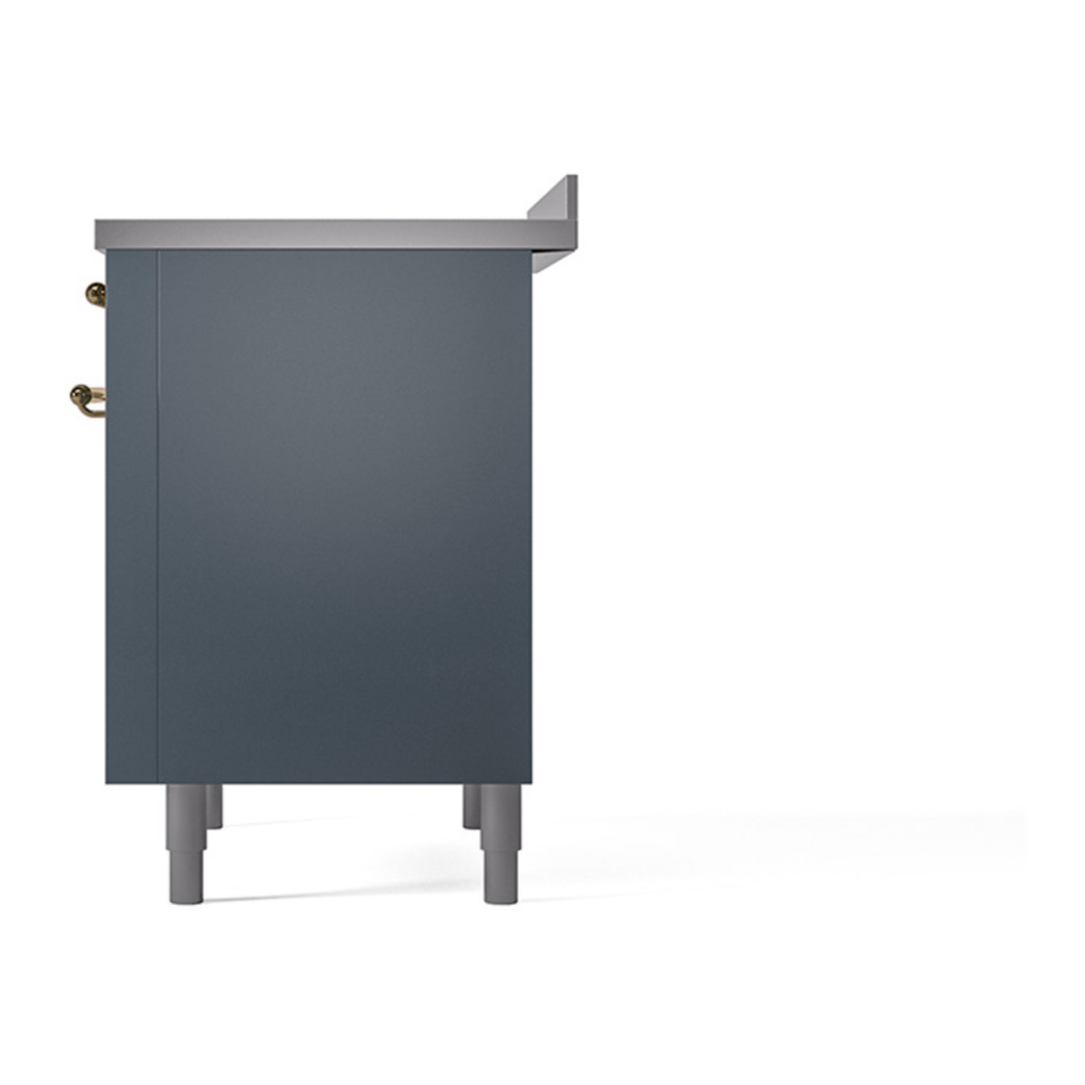 ILVE UPI366QNMPBGG Nostalgie II 36 inch Induction Range with 6 Elements (Solid Door, Blue Grey, Brass) 8 ILVE_UPI366QNMPBGG_Nostalgie_II_Right_Angle