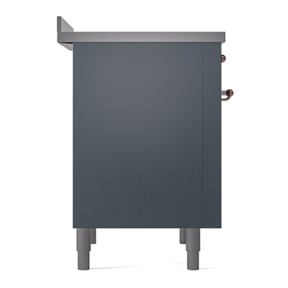 ILVE UPI366QNMPBGP Nostalgie II 36 inch Induction Range with 6 Elements (Solid Door, Blue Grey, Copper) 7 ILVE_UPI366QNMPBGP_Nostalgie_II_Left_Angle