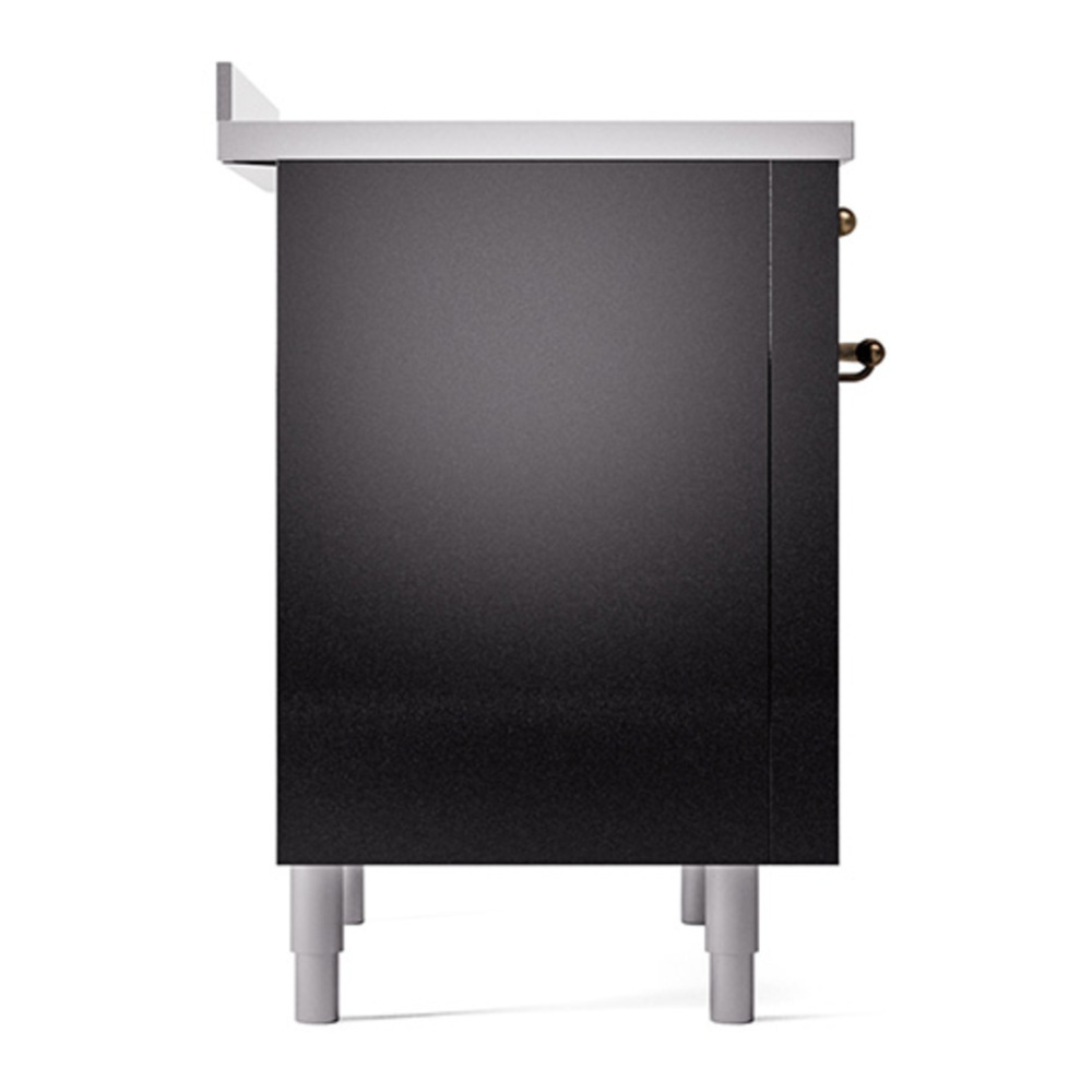 ILVE UPI366QNMPBKB Nostalgie II 36 inch Induction Range with 6 Elements (Solid Door, Glossy Black, Burnished) 7 ILVE_UPI366QNMPBKB_Nostalgie_II_Left_Angle