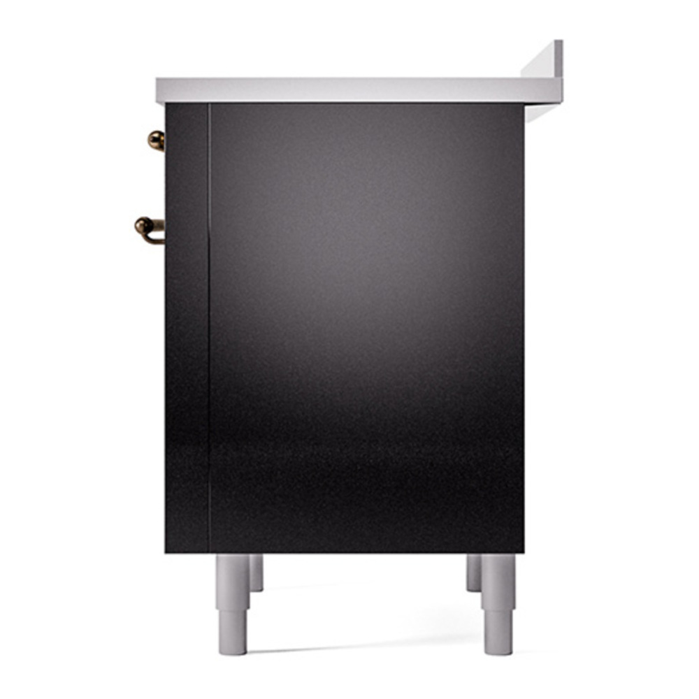 ILVE UPI366QNMPBKB Nostalgie II 36 inch Induction Range with 6 Elements (Solid Door, Glossy Black, Burnished) 8 ILVE_UPI366QNMPBKB_Nostalgie_II_Right_Angle