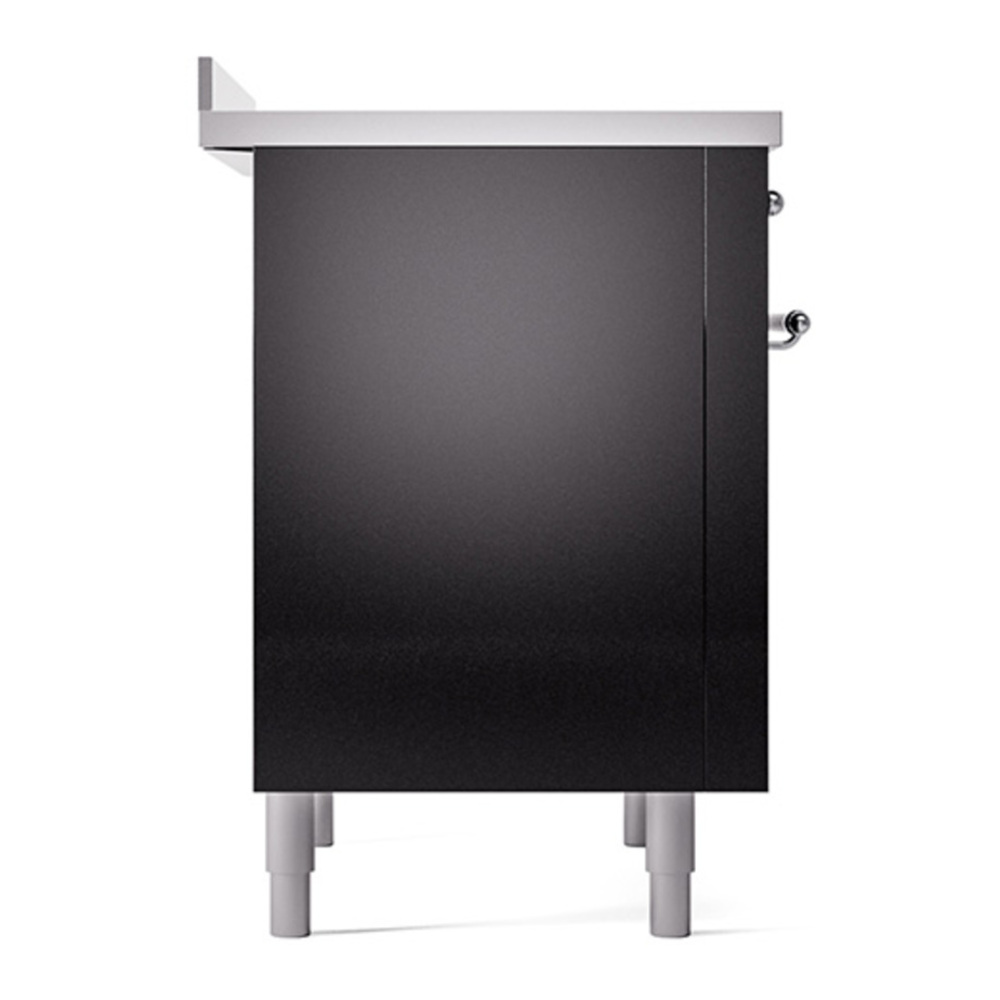 ILVE UPI366QNMPBKC Nostalgie II 36 inch Induction Range with 6 Elements (Solid Door, Glossy Black, Chrome) 7 ILVE_UPI366QNMPBKC_Nostalgie_II_Left_Angle