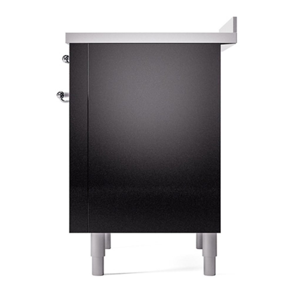 ILVE UPI366QNMPBKC Nostalgie II 36 inch Induction Range with 6 Elements (Solid Door, Glossy Black, Chrome) 8 ILVE_UPI366QNMPBKC_Nostalgie_II_Right_Angle