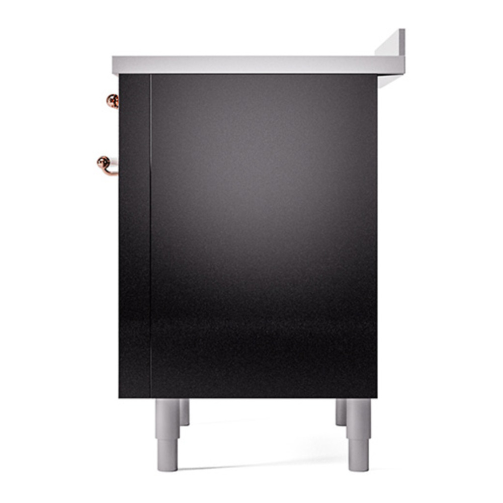 ILVE UPI366QNMPBKP Nostalgie II 36 inch Induction Range with 6 Elements (Solid Door, Glossy Black, Copper) 8 ILVE_UPI366QNMPBKP_Nostalgie_II_Right_Angle