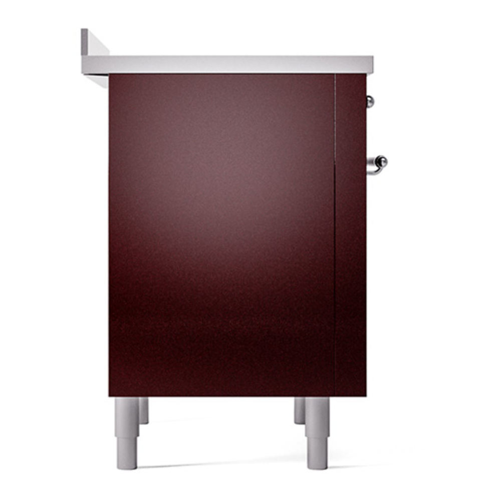 ILVE UPI366QNMPBUC Nostalgie II 36 inch Induction Range with 6 Elements (Solid Door, Burgundy, Chrome) 7 ILVE_UPI366QNMPBUC_Nostalgie_II_Left_Angle