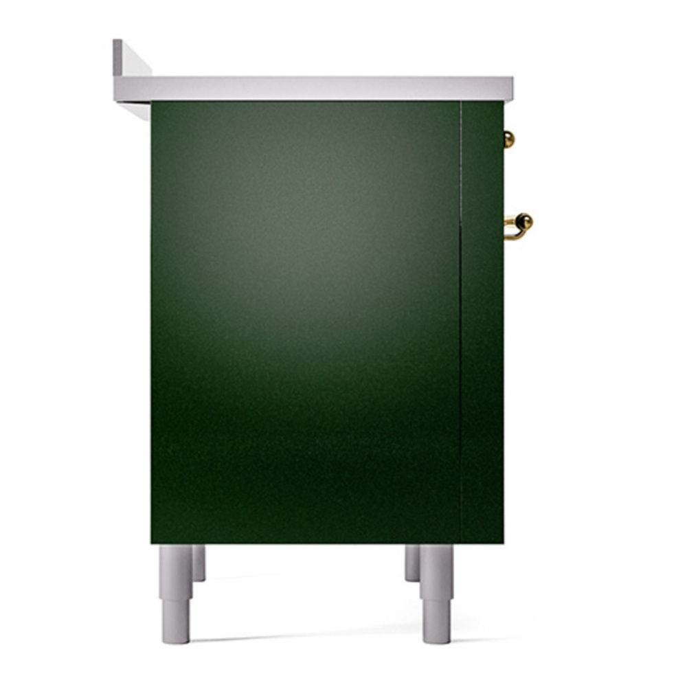 ILVE UPI366QNMPEGG Nostalgie II 36 inch Induction Range with 6 Elements (Solid Door, Emerald Green, Brass) 7 ILVE_UPI366QNMPEGG_Nostalgie_II_Left_Angle