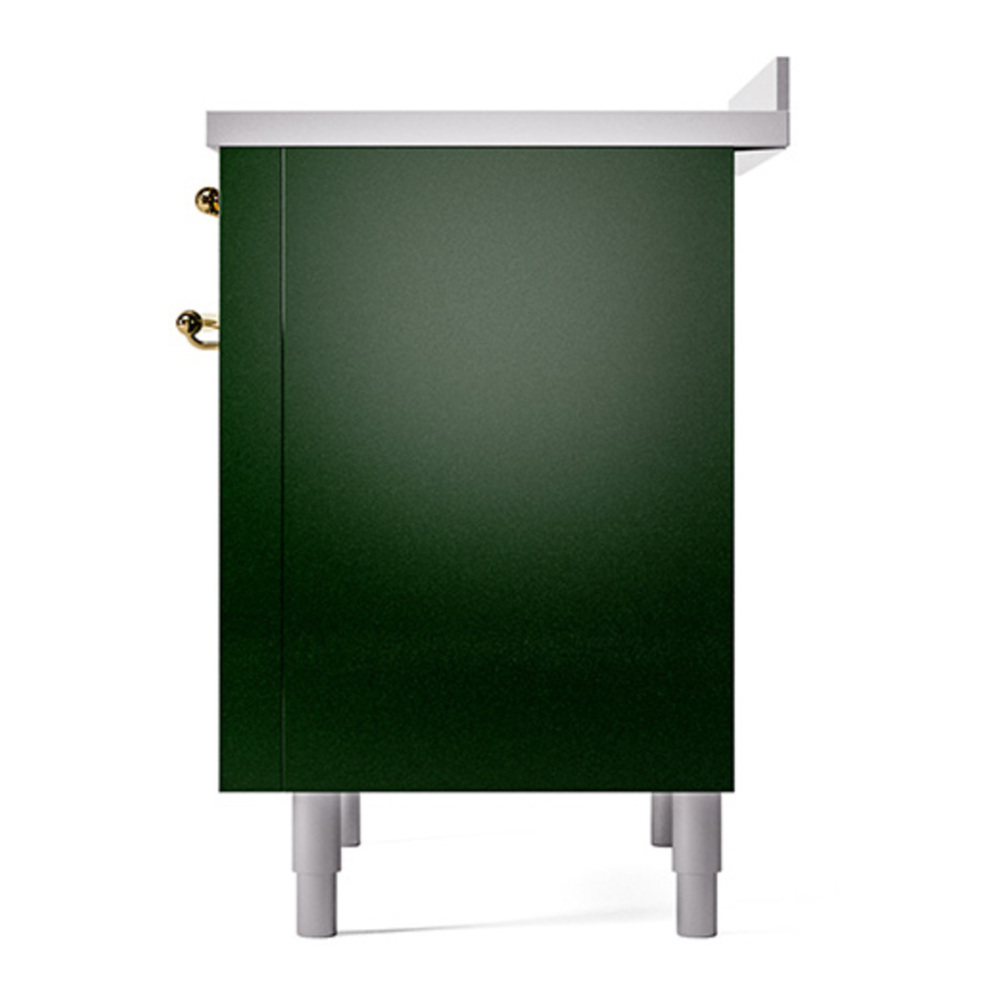 ILVE UPI366QNMPEGG Nostalgie II 36 inch Induction Range with 6 Elements (Solid Door, Emerald Green, Brass) 8 ILVE_UPI366QNMPEGG_Nostalgie_II_Right_Angle