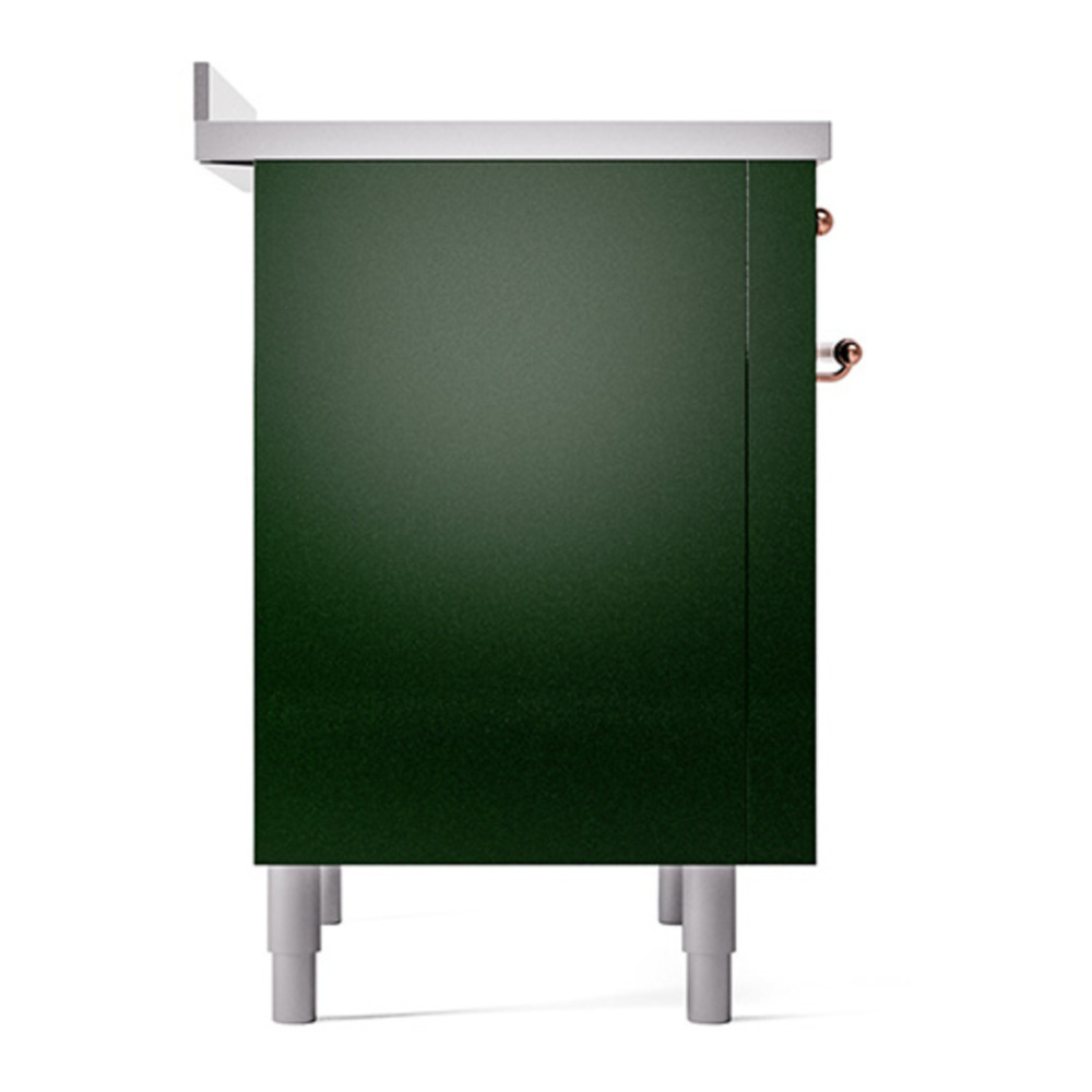ILVE UPI366QNMPEGP Nostalgie II 36 inch Induction Range with 6 Elements (Solid Door, Emerald Green, Copper) 7 ILVE_UPI366QNMPEGP_Nostalgie_II_Left_Angle