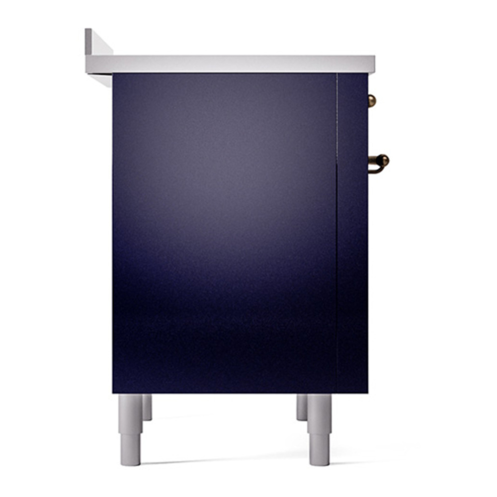 ILVE UPI366QNMPMBB Nostalgie II 36 inch Induction Range with 6 Elements (Solid Door, Midnight Blue, Burnished) 7 ILVE_UPI366QNMPMBB_Nostalgie_II_Left_Angle