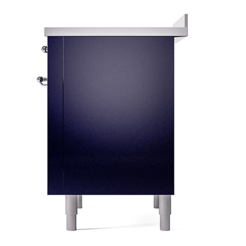 ILVE UPI366QNMPMBC Nostalgie II 36 inch Induction Range with 6 Elements (Solid Door, Midnight Blue, Chrome) 8 ILVE_UPI366QNMPMBC_Nostalgie_II_Right_Angle