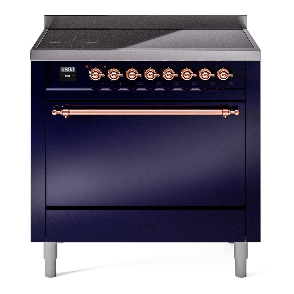 ILVE UPI366QNMPMBP Nostalgie II 36 inch Induction Range with 6 Elements (Solid Door, Midnight Blue, Copper)