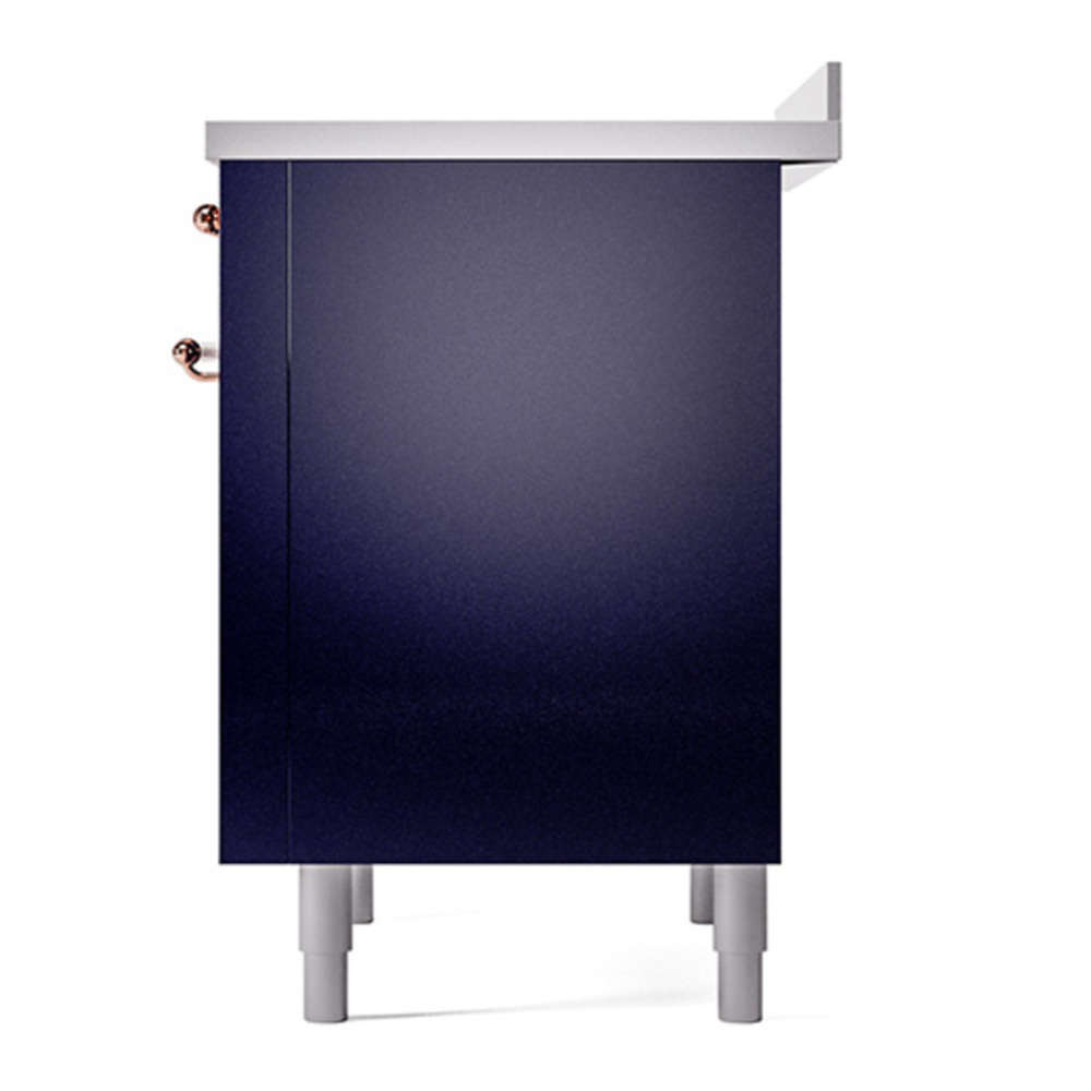 ILVE UPI366QNMPMBP Nostalgie II 36 inch Induction Range with 6 Elements (Solid Door, Midnight Blue, Copper) 8 ILVE_UPI366QNMPMBP_Nostalgie_II_Right_Angle