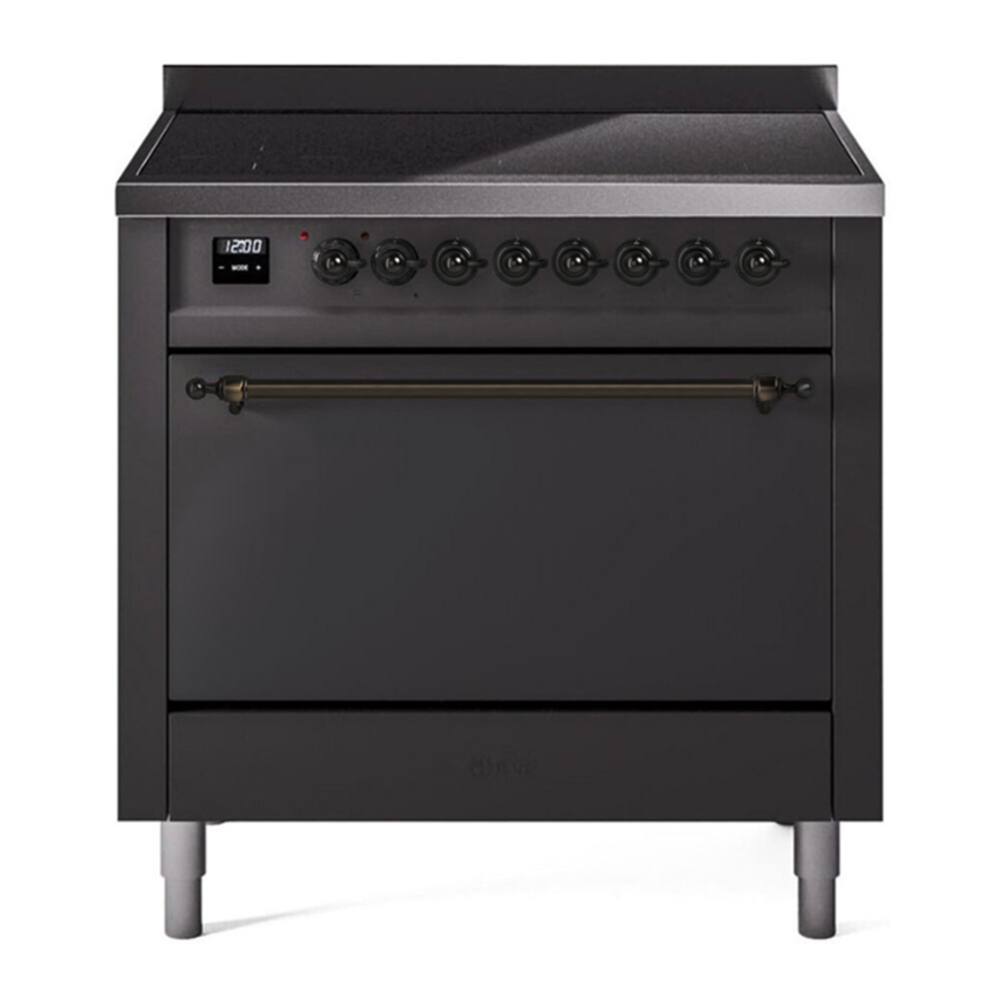 ILVE UPI366QNMPMGB Nostalgie II 36 inch Induction Range with 6 Elements (Solid Door, Graphite Matte, Burnished) 1 UPI366QNMPMGB