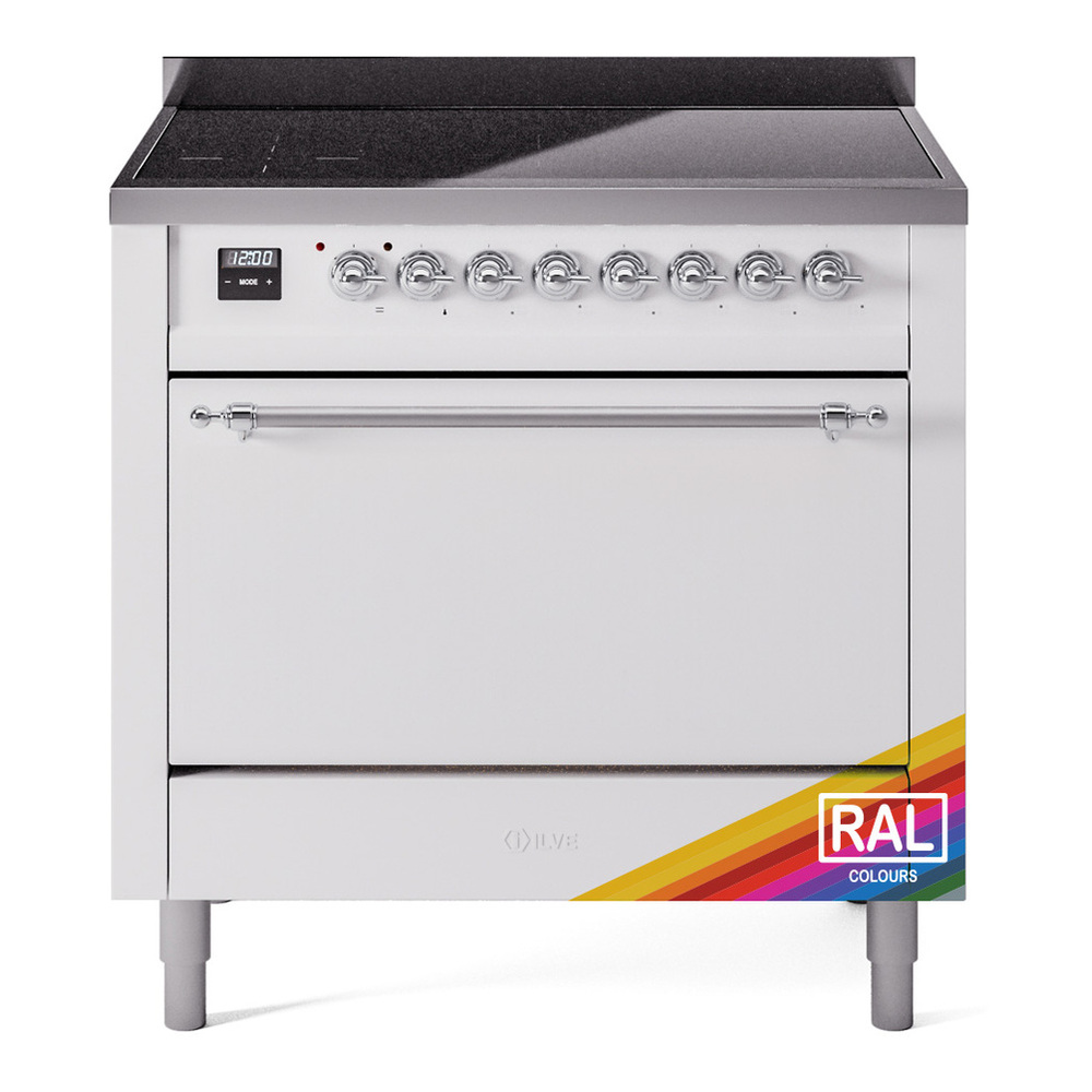 ILVE UPI366QNMPRAC Nostalgie II 36 inch Induction Range with 6 Elements (Solid Door, RAL, Chrome) 1 UPI366QNMPRAC