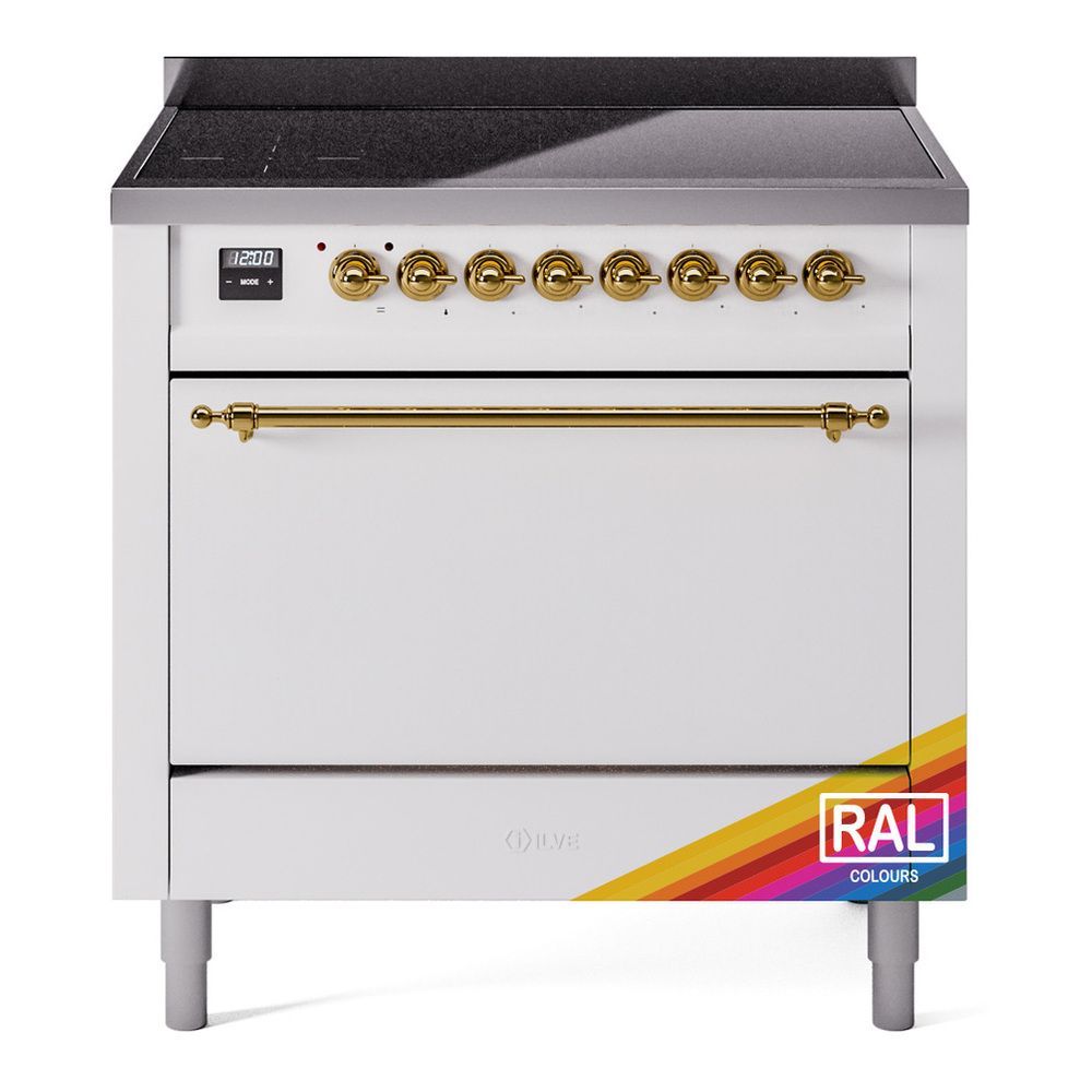ILVE UPI366QNMPRAG Nostalgie II 36 inch Induction Range with 6 Elements (Solid Door, RAL, Brass)