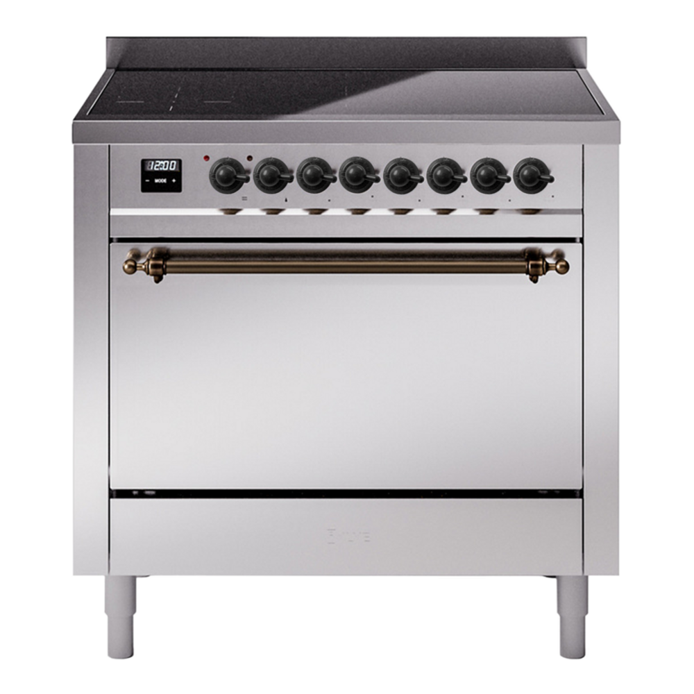 ILVE UPI366QNMPSSB Nostalgie II 36 inch Induction Range with 6 Elements (Solid Door, Stainless Steel, Burnished)