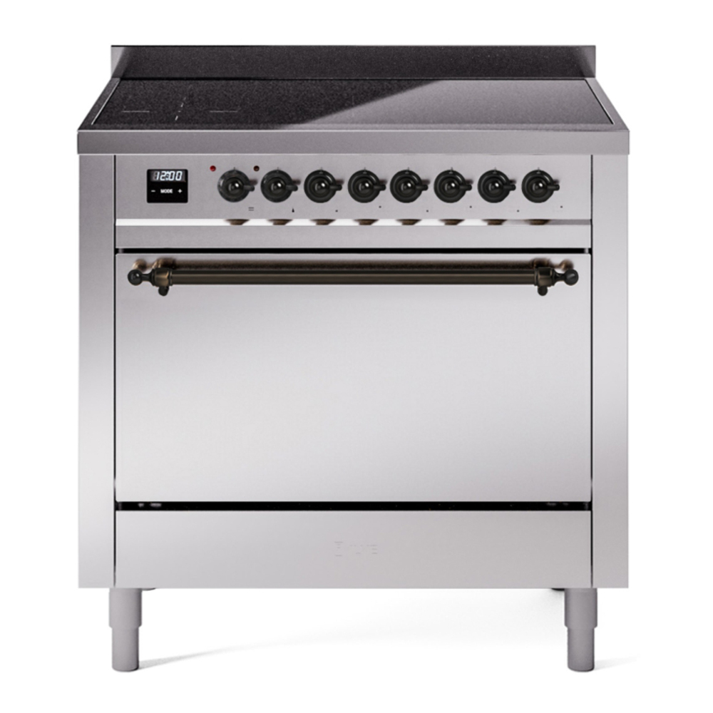 ILVE UPI366QNMPSSB Nostalgie II 36 inch Induction Range with 6 Elements (Solid Door, Stainless Steel, Burnished) 1 UPI366QNMPSSB