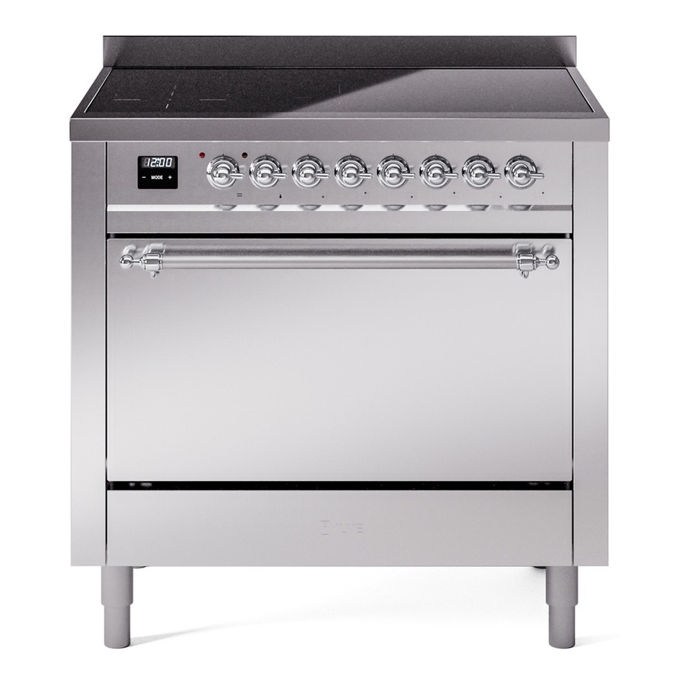 ILVE UPI366QNMPSSC Nostalgie II 36 inch Induction Range with 6 Elements (Solid Door, Stainless Steel, Chrome)