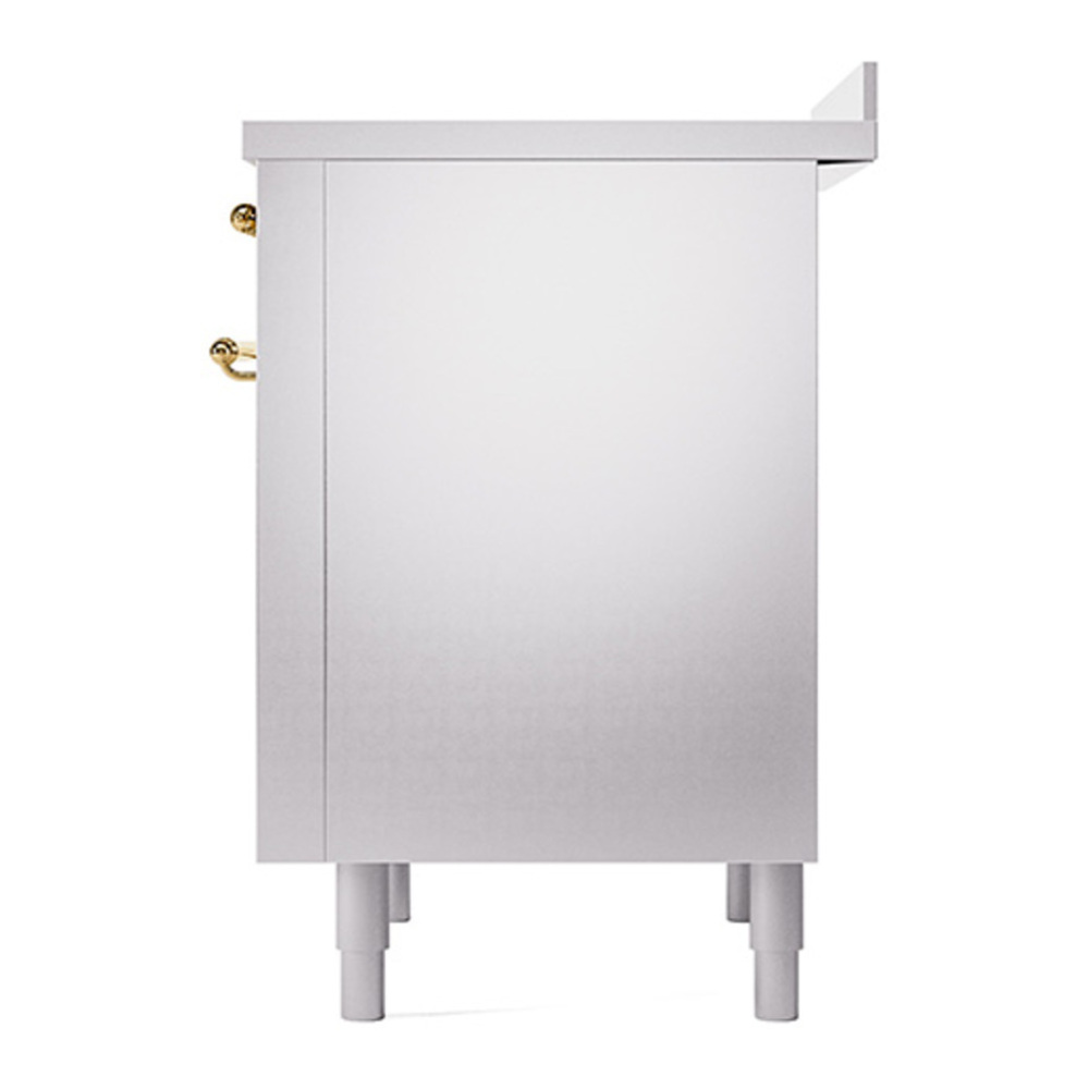 ILVE UPI366QNMPSSG Nostalgie II 36 inch Induction Range with 6 Elements (Solid Door, Stainless Steel, Brass) 8 ILVE_UPI366QNMPSSG_Nostalgie_II_Right_Angle